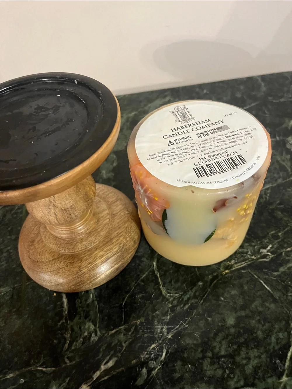 Decorative Cream Floral Pillar Candle by